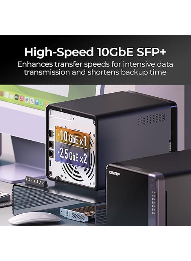 QNAP TS-432X-4G-US 4 Bay 10GbE Desktop NAS with ARM Alpine AL524 Quad-core Processor and 4 GB DDR4 RAM (Diskless)  - Image 2