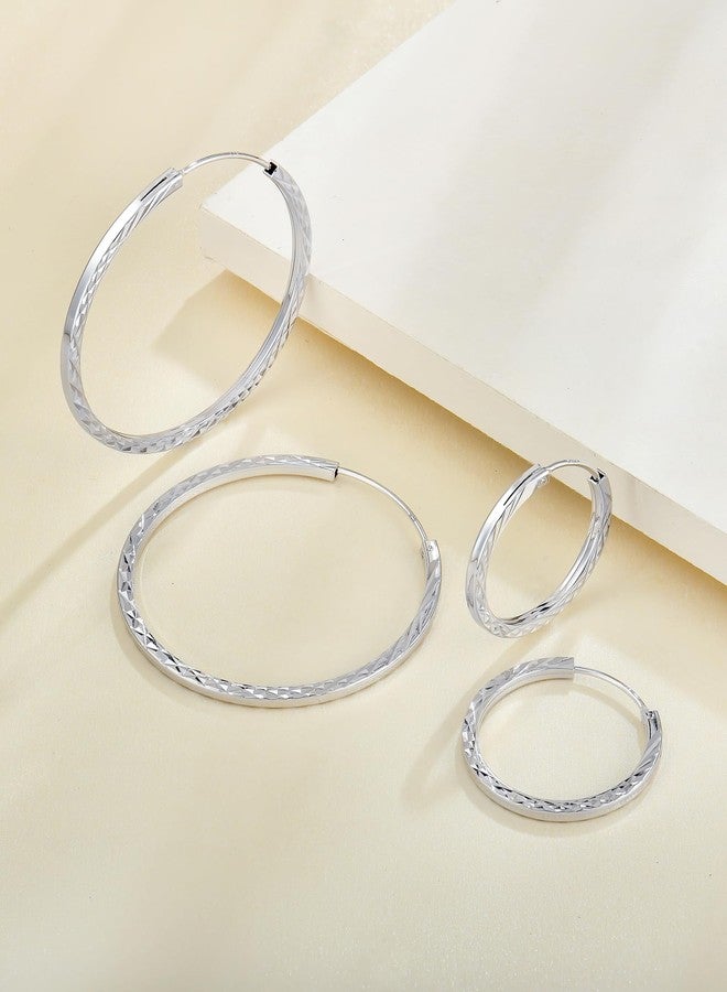 YL Women's Hoop Earrings 925 Sterling Silver Polished Circle Earring 23 MM Hoops Diameter Jewelry - Image 3