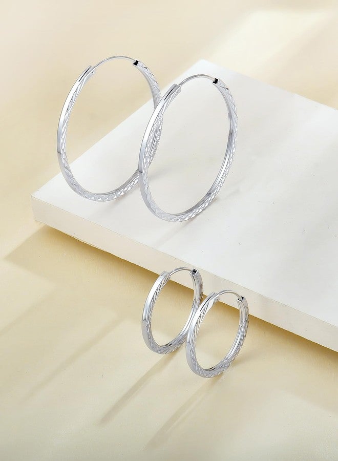 YL Women's Hoop Earrings 925 Sterling Silver Polished Circle Earring 23 MM Hoops Diameter Jewelry - Image 2