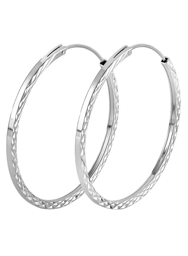 YL Women's Hoop Earrings 925 Sterling Silver Polished Circle Earring 23 MM Hoops Diameter Jewelry - Image 1