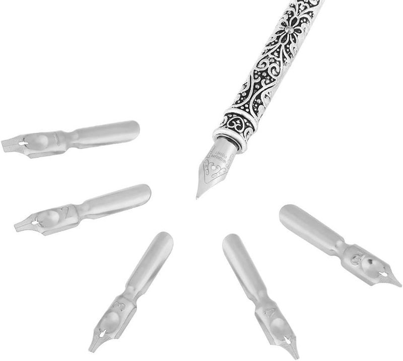 klarako Ink Pen, Calligraphy Pens Feather Quill Pen with 5 Nibs, Antique Feather Dip Pen Set, Gifts Calligraphy Pen Set, Feather Metal Nibs Quill Dip Pen Ink Accessories Set Stationery Gift Box(Red) - Image 3