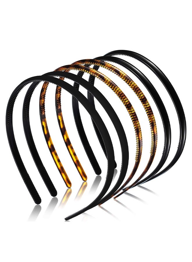 6 Pieces Plastic Skinny Beauty Headbands With Teeth Soft Touch DIY Hair Bands Hairstyles For Women, Men And Girls, 3 Colours - Image 1