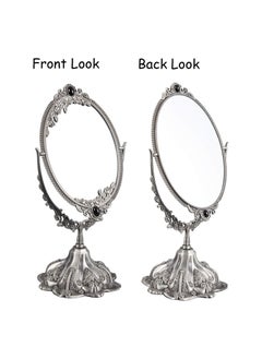 Cool Baby COOLBABY Vintage Makeup Mirror Oval Floral Tabletop Mirror Double Side Rotating Vanity Mirror with Stand for Dressing Table Bedroom  - Image 4