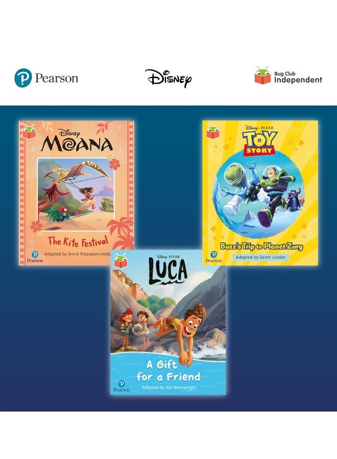 Pearson Bug Club Disney Year 1 Pack B, including decodable phonics readers for phase 5: Moana: The Kite Festival, Toy Story: Buzz's Trip to Planet Zurg, Luca: A Gift for a Friend