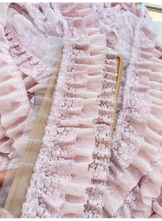 Lolita Dress Three-Layer Lace Pastoral Skirt Cuff Skirt High Quality Made Clothes Lining Decorative Lace Accessories-Color:Lilac 0.5m = Half A Meter Long / Multiple Shots For Continuous Hair  - Image 1