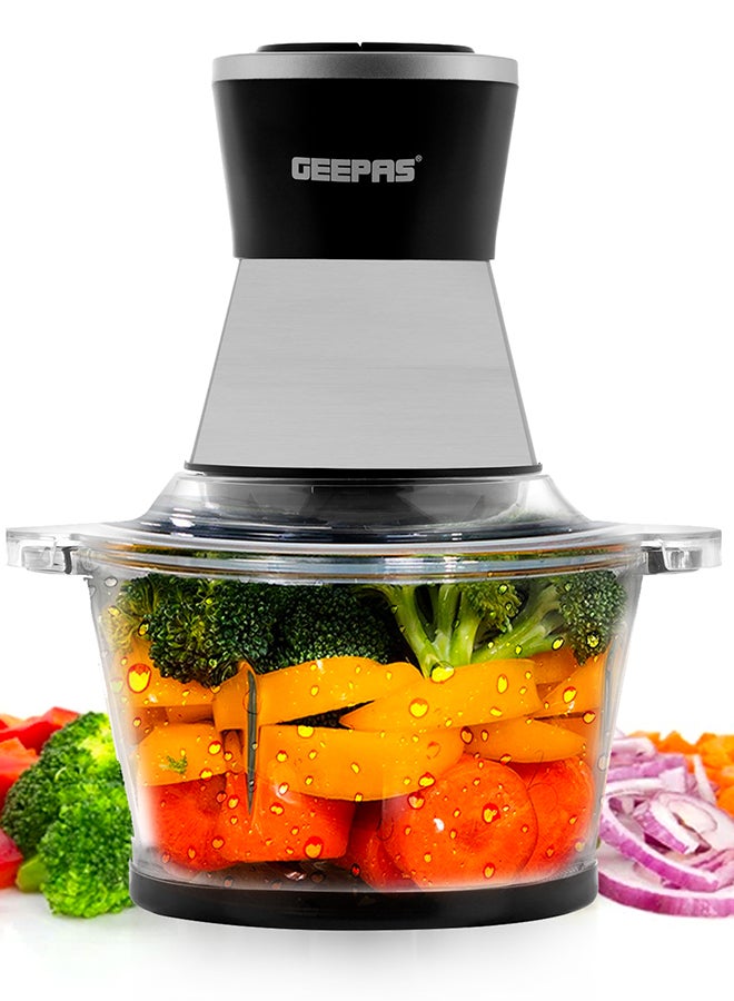 GEEPAS 2L Multi Copper With Garlic Peeler - 2 Speed with 4Pcs Stainless Steel Blades,Glass Bowl 2 L 500 kW GMC42021 Black/silver - Image 2