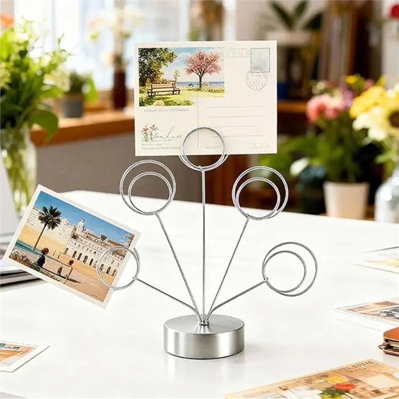 4sets Branch Photo Card Holder Tree With Adjustable Heart Shaped And Wide Round Base For Celebration(Black,Round) - Image 4