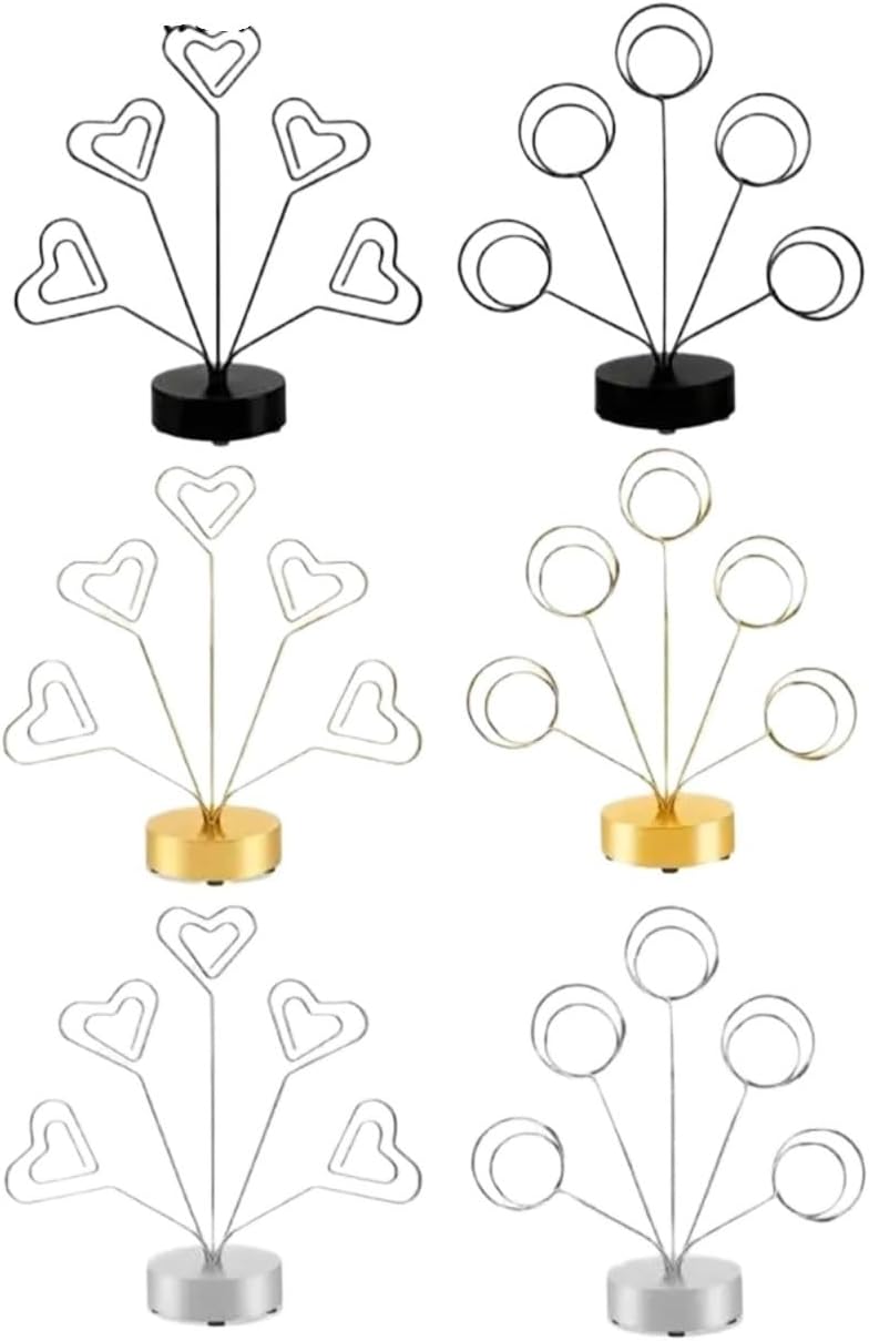 4sets Branch Photo Card Holder Tree With Adjustable Heart Shaped And Wide Round Base For Celebration(Black,Round) - Image 1