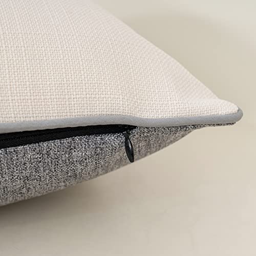 Yangest Patchwork Pillow Cover 12x20 Inch Luxury Cotton and Linen Cushion Cover Rectangle Pillowcover for Couch Bedroom Living Room,Gray - Image 4
