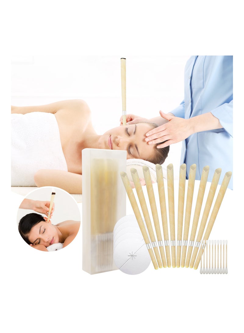 Beeswax Ear Candles for Natural Ear Cleaning and Relaxation Therapy - 10 Piece Kit for Earwax Removal and Hearing Massage.  - Image 1