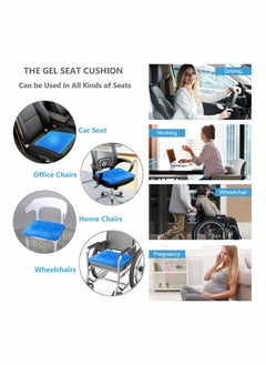 Generic Gel Seat Cushion, Gel Seat Cushion for Long Sitting with Non-Slip Cover (Blue)  - Image 5