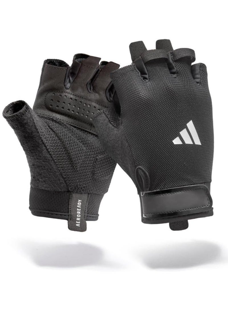 Adidas Essential Training Gloves – Breathable Aeroready Material with Padded Palm & Velcro Wrist Strap - Image 1
