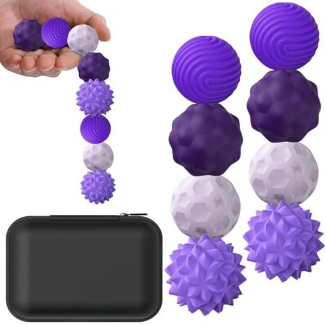 BUSOHA Silicone Fidget Balls - 4 Pack Fidget Toys Adults Sensory Toys Stress Balls for Adults Teens Gifts for Calming,Autism and ADHD  Office