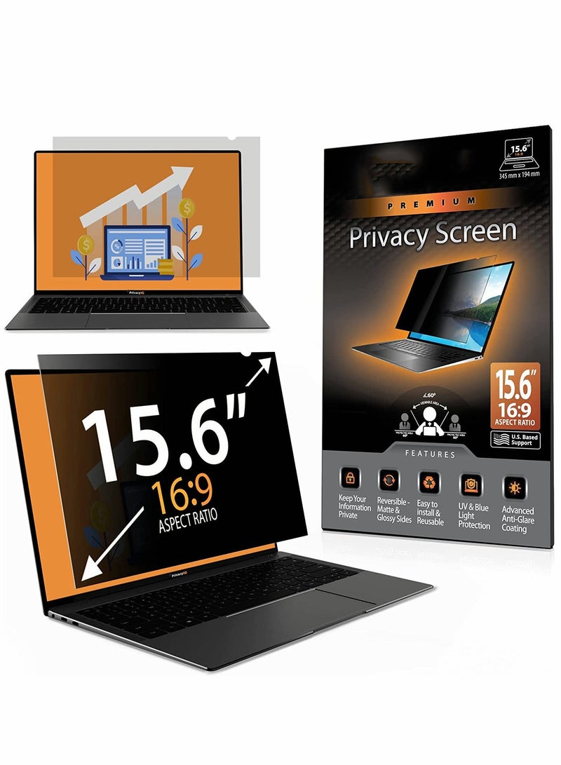 Screen Filters, 15.6"" Inch (1 Pack) Laptop Privacy Screen-Filter for 16:9 Widescreen Display; 60 Degree Privacy, Advanced Anti-Glare, UV Light Reduction & Blue Light Filter - Image 1