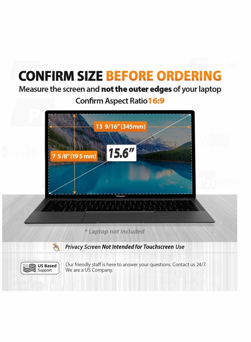 Screen Filters, 15.6"" Inch (1 Pack) Laptop Privacy Screen-Filter for 16:9 Widescreen Display; 60 Degree Privacy, Advanced Anti-Glare, UV Light Reduction & Blue Light Filter - Image 2
