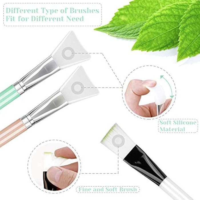 anezus Face Mask Mixing Bowl Set, Anezus 11 Pcs DIY Facemask Mixing Tool Kit with Facial Mask Bowl Stick Spatula Silicone Brush Spray Bottle Puff Soaking Bottle Gauges - Image 4