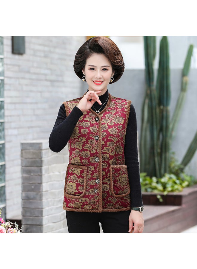 Mother's New Velvet Vest Middle-aged And Elderly Wen's Winter Thickened Vest Grandma's Waistcoat Warm Vest