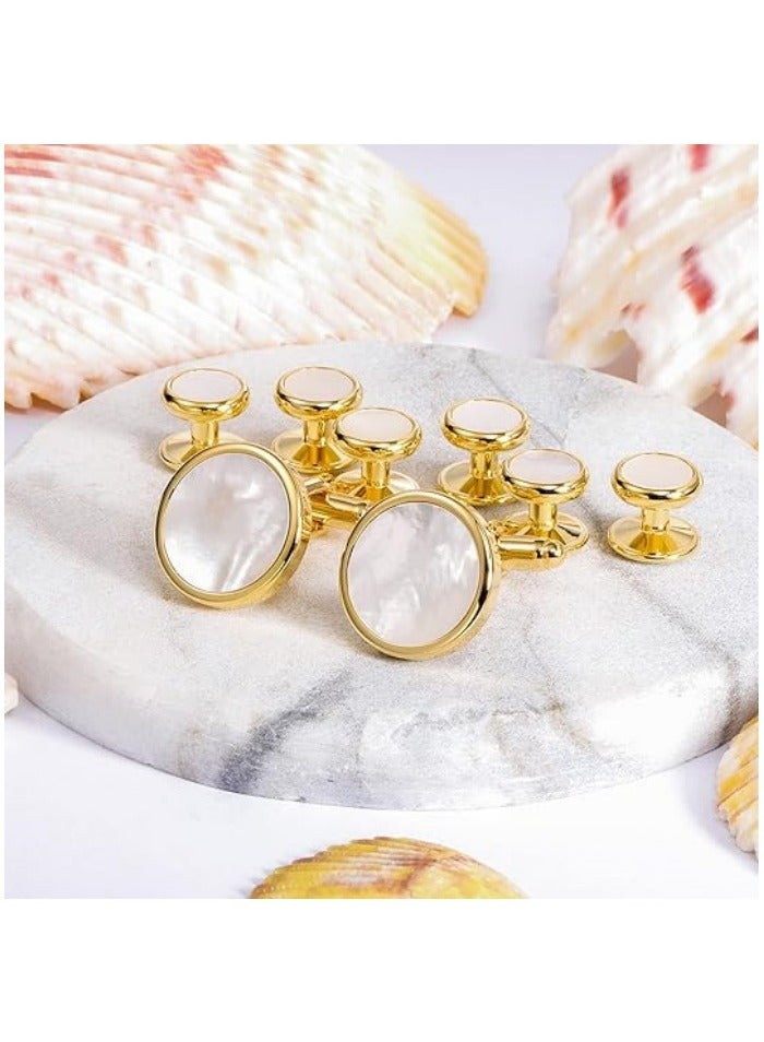 Fashion Mother-of-Pearl Tuxedo Shirt Button and Cufflink Set, Specially Designed for Wedding Business - Image 2