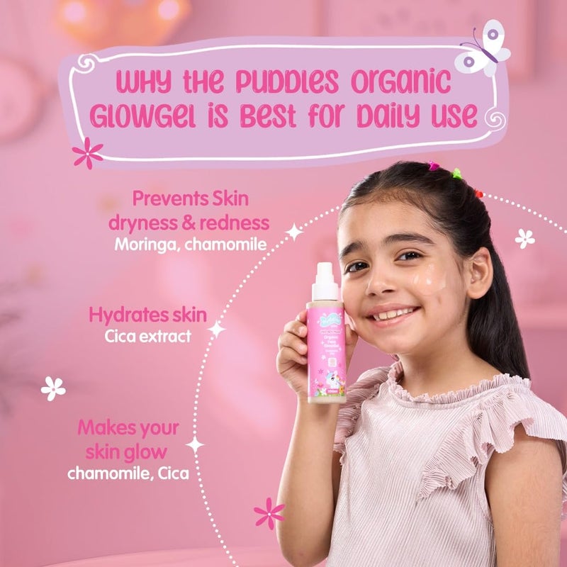 Puddles Kids Unicorn Magic Face GlowGel (100 ml) | Organic Chamomile, Cica & Grapefruit Oil | For Kids Age 2+ | Hydrates, Nourishes & Adds Natural Glow | Sulphate & Paraben Free | Dermatologist-Tested - Image 3