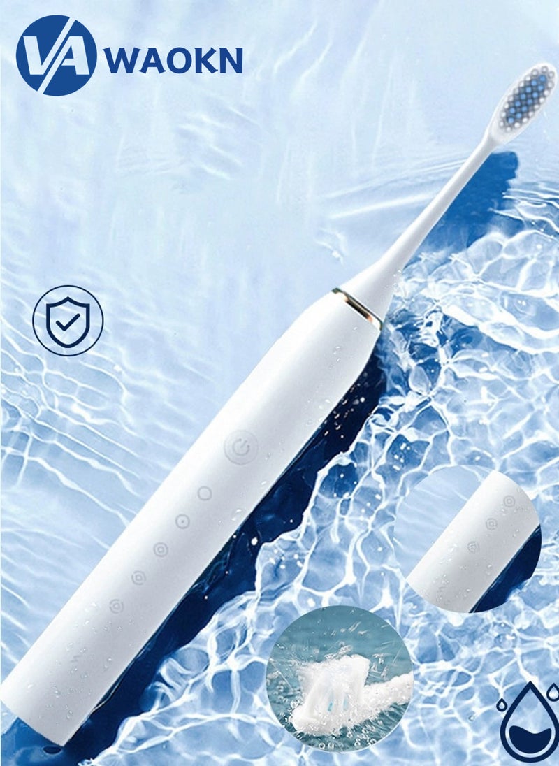 WAOKN Rechargeable Sonic Electric Toothbrush High-frequency Vibration IPX7 Waterproof Power Toothbrush 6 Modes Adjustable and Smart Electric Toothbrush with 4 Detachable Soft-bristle Brush Heads - Image 4