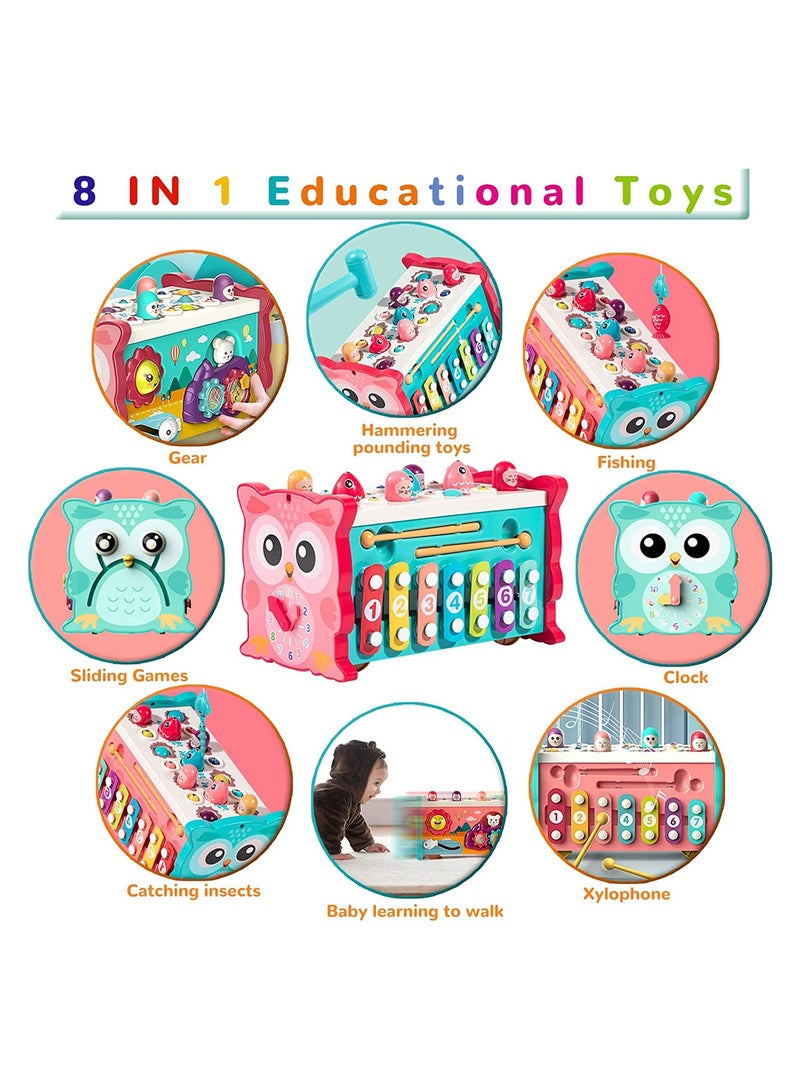 SYOSI Hammering Pounding Toddler Toys Montessori Educational Toys 8 in 1 for 1-4 Year Old Baby Sensory Toys Fishing Game Xylophone Toy with Pounding Bench Early Learning Development Toy for Baby Green - Image 2