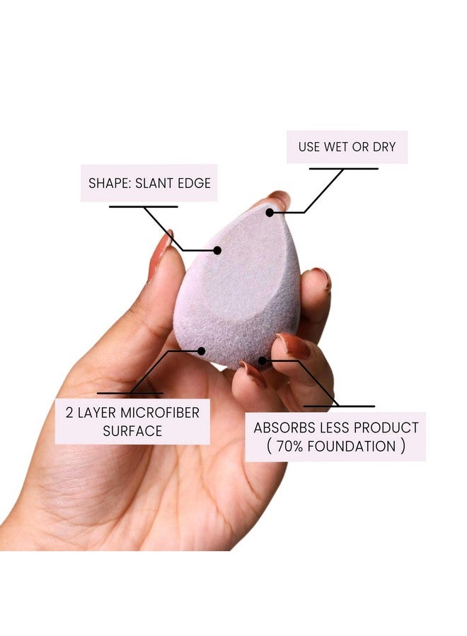 Milagro Beauty Velvet Beauty Blender Sponge, 2 Layered Velvet Microfiber | Slant Edge Shape | Saves Foundation Absrobtion | Latex-Free | Liquid /Creams/Powder Foundation | With Egg Case | Easy To Clean, Reusable, Airbrushed Makeupfinish - Image 4