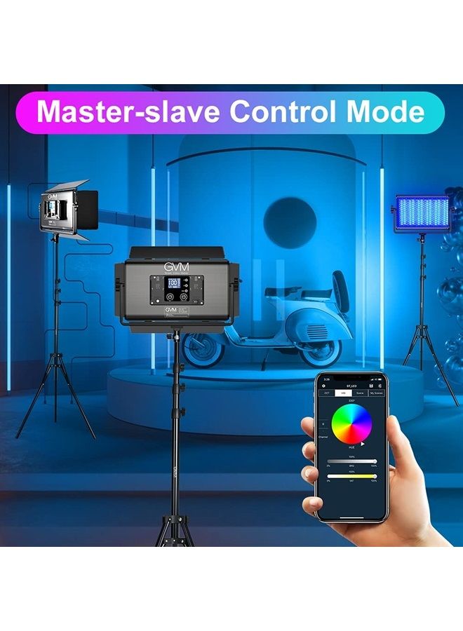GVM Great Video Maker GVM 1500D RGB LED Video Light, 75W Video Lighting Kit with Bluetooth Control, 2 Packs Led Panel Light for Photography, YouTube Studio, Video Shooting, Conference, 1128 Led Beads - Image 5