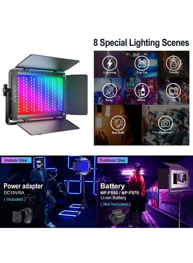 GVM Great Video Maker GVM 1500D RGB LED Video Light, 75W Video Lighting Kit with Bluetooth Control, 2 Packs Led Panel Light for Photography, YouTube Studio, Video Shooting, Conference, 1128 Led Beads - Image 3