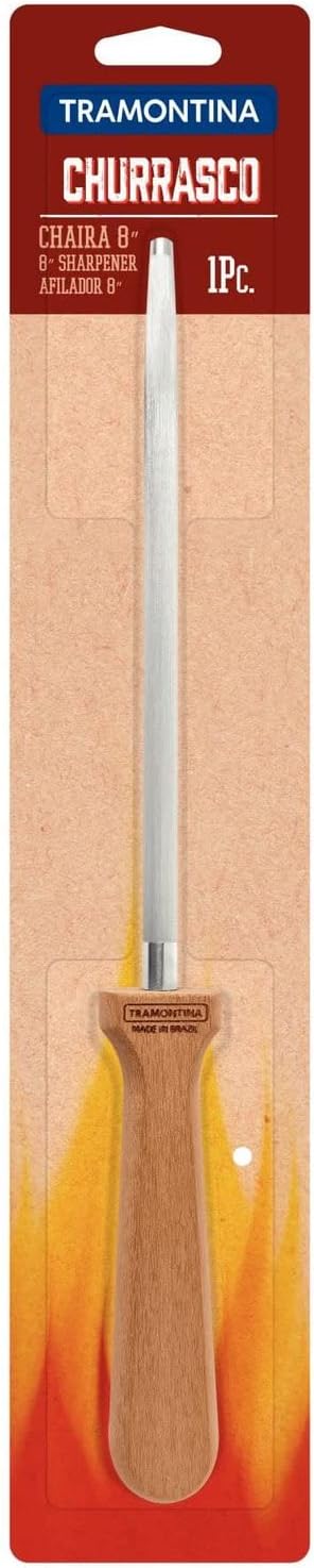 TRAMONTINA 8-Inch Sharpener with Carbon Steel Bolster and Natural Wood Handle - Image 2