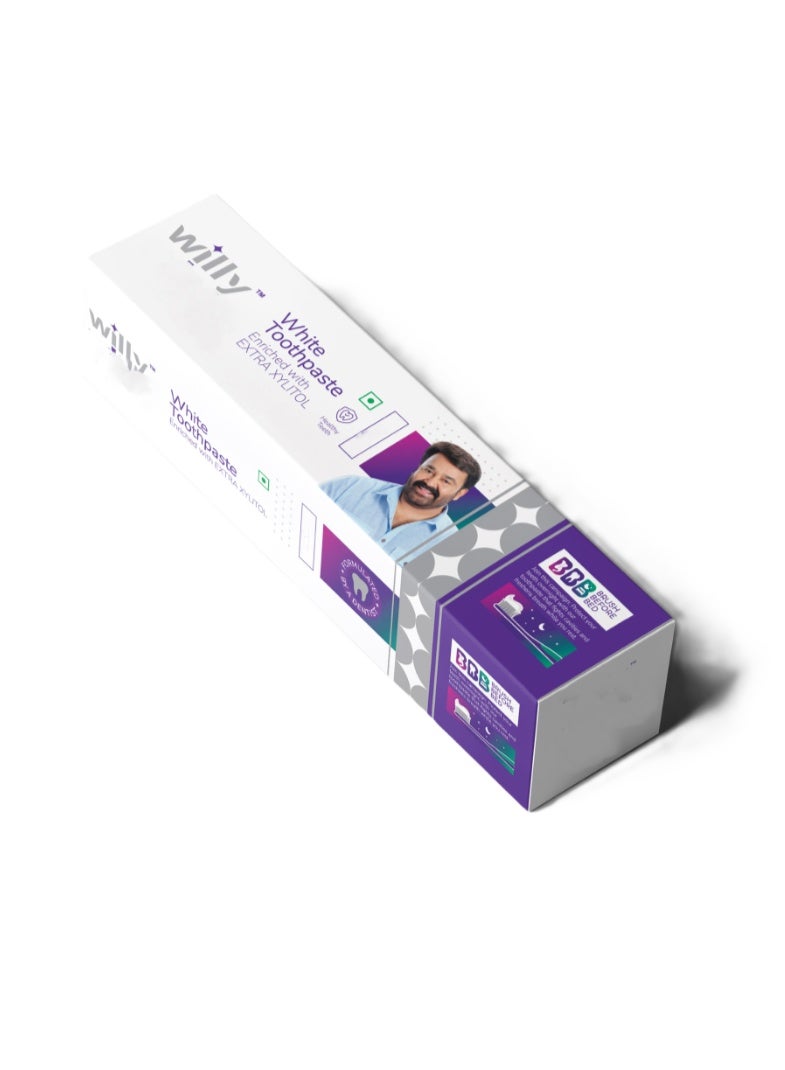 Willy White Toothpaste Enriched with Extra Xylitol 100g+40g – Pack of 3 Offer Pack - Image 3