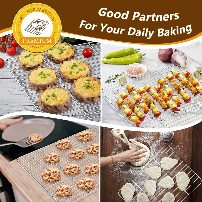P&P CHEF Baking Sheet and Rack Set, P & P Chef Stainless Steel Cookie Sheet Baking Pan Tray with Cooling Rack, Non Toxic & Healthy, Rust Free & Dishwasher Safe - Image 5