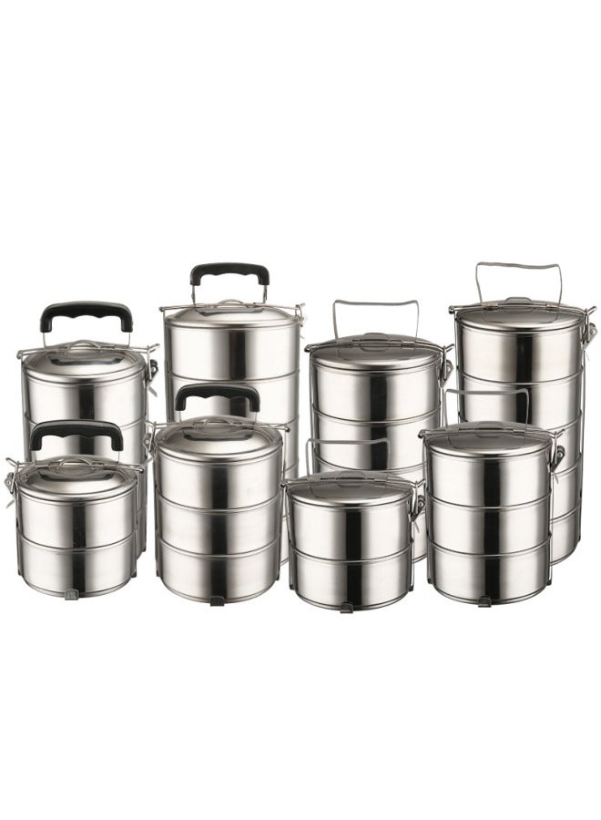 Cross-border Multi-layer Stainless Steel Lunch Box Single-layer Food Basket Pot Basket Food Lattice Tableware Lunch Box Food Lattice Box-Specifications:Black Handle Five Layers-Color:16CM  - Image 3