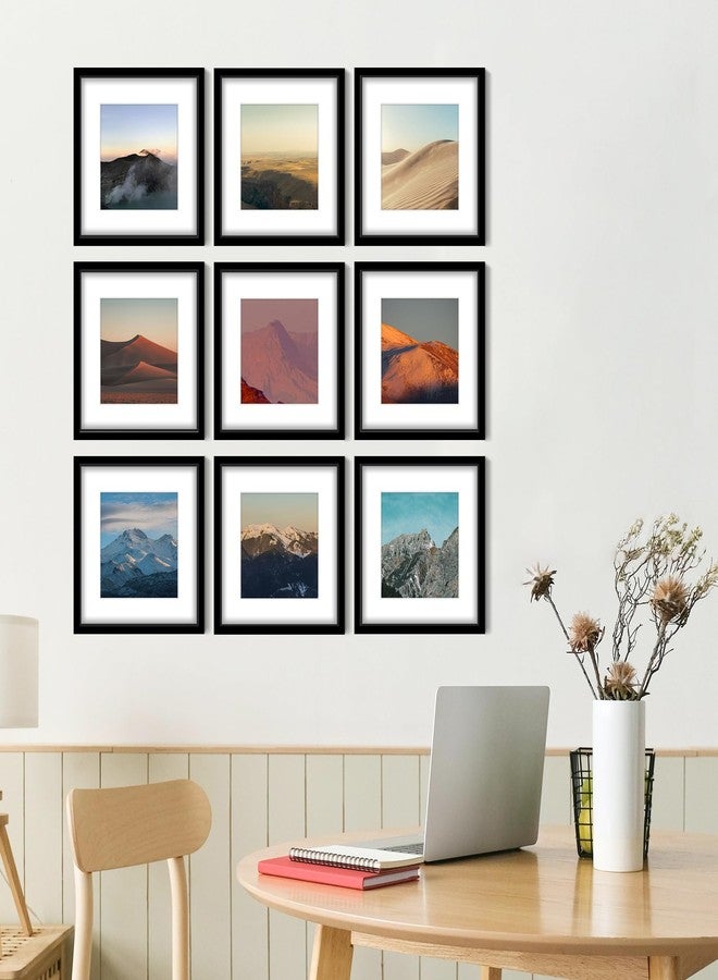 Wiscet 12x12 Picture Frame Set of 9, Gallery Wall Frame Set Display Pictures 8x8 with Mat or 12 x 12 Without Mat, Square Collage Picture Frames for Wall, Black - Image 2