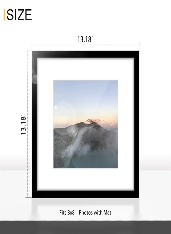 Wiscet 12x12 Picture Frame Set of 9, Gallery Wall Frame Set Display Pictures 8x8 with Mat or 12 x 12 Without Mat, Square Collage Picture Frames for Wall, Black - Image 3