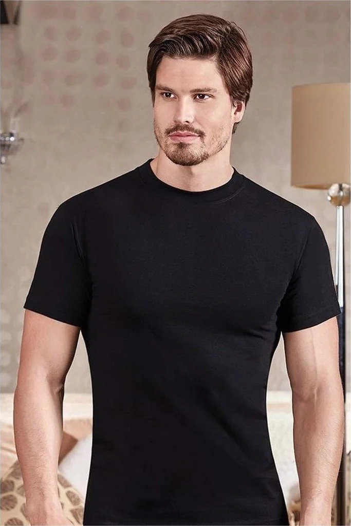 بيراك 1005 Men's Half Sleeve Closed Collar Undershirt 6-Piece