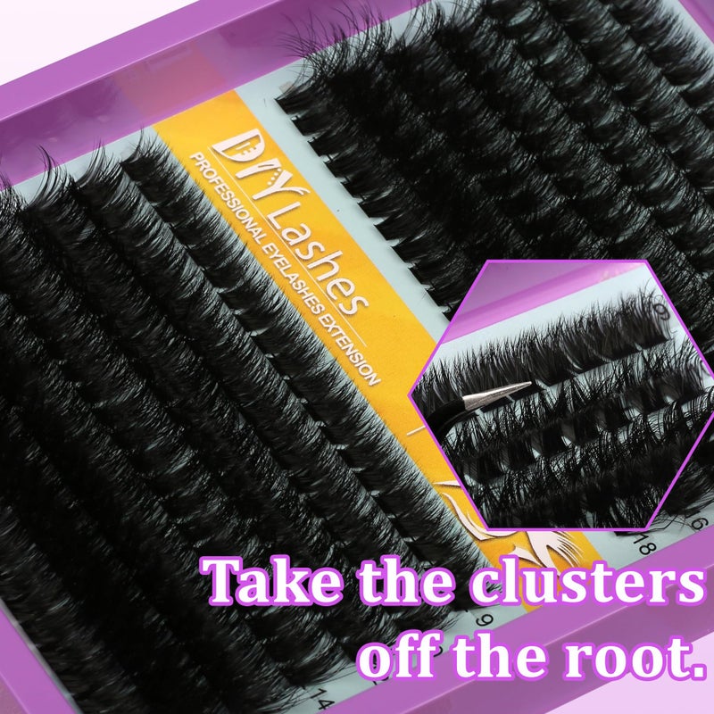 Himirell Lash Cluster 280 Pcs DIY Lash Clusters Extensions - 80D+60D Soft Wispy D Curl Eyelash Clusters for Home Makeup 9-18 mm Waterproof Cluster Eyelash Extensions - Image 4