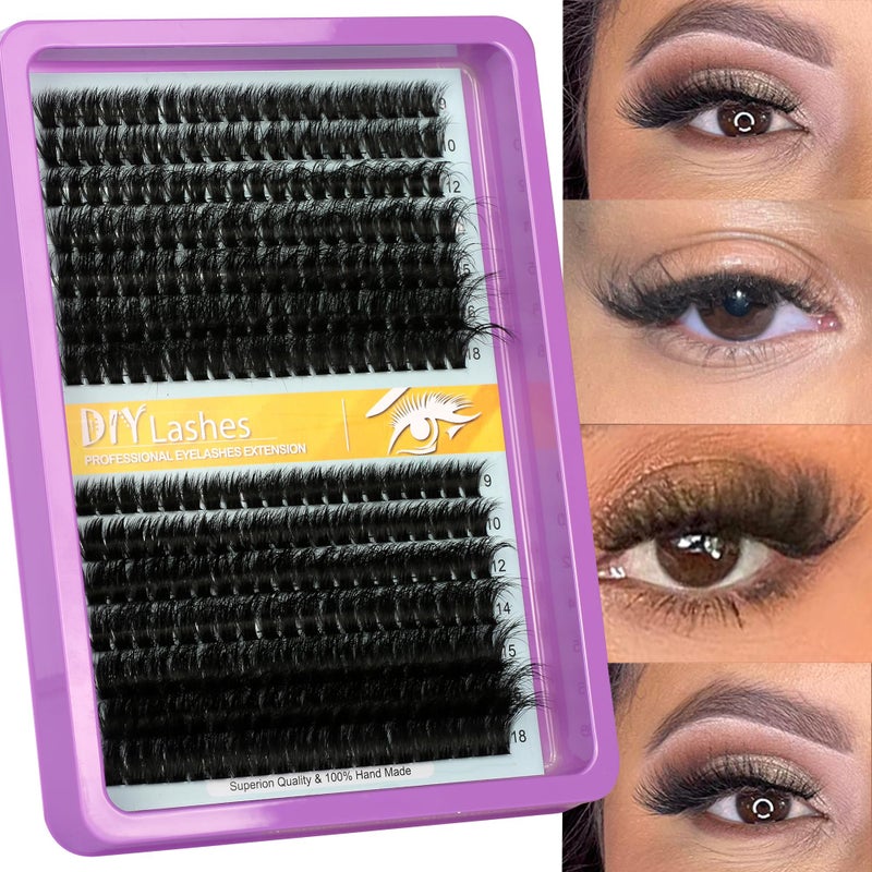Himirell Lash Cluster 280 Pcs DIY Lash Clusters Extensions - 80D+60D Soft Wispy D Curl Eyelash Clusters for Home Makeup 9-18 mm Waterproof Cluster Eyelash Extensions - Image 1