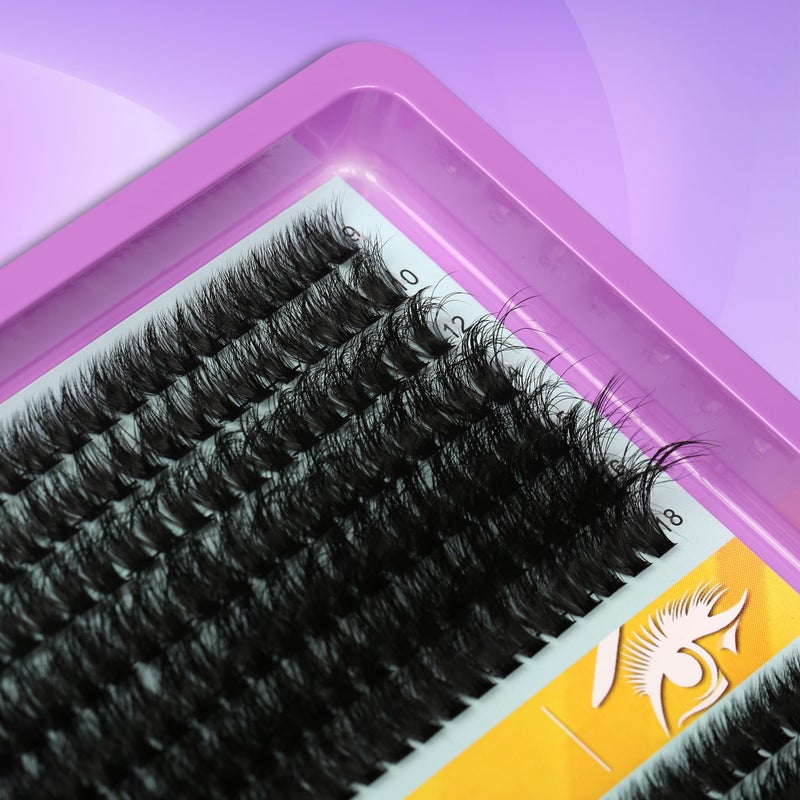 Himirell Lash Cluster 280 Pcs DIY Lash Clusters Extensions - 80D+60D Soft Wispy D Curl Eyelash Clusters for Home Makeup 9-18 mm Waterproof Cluster Eyelash Extensions - Image 2