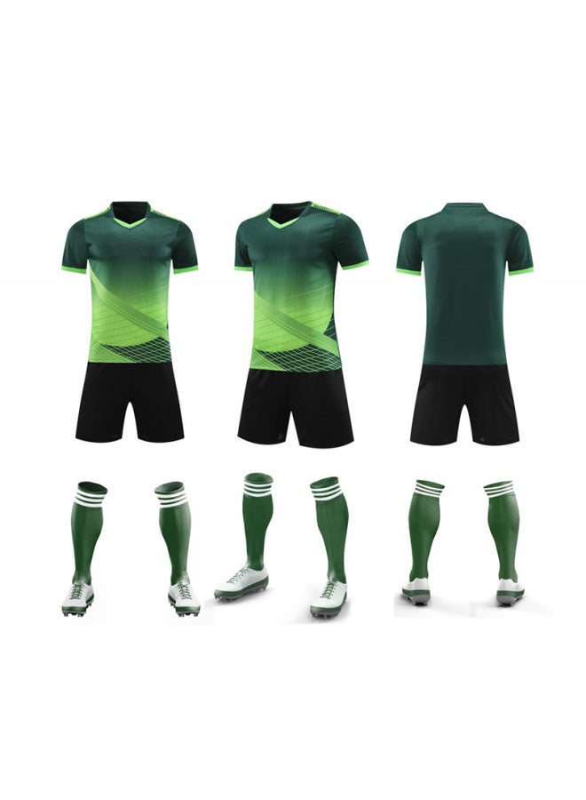 New Football Jersey Suit Printed Adult Children Short-sleeved Quick-drying Training Jersey Dark Green