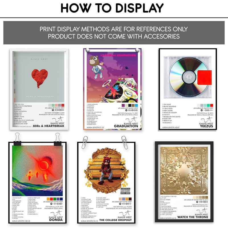Thepaper9store Pack of 12 - Kanye West Music Album Art Wall Posters 8.2x11.8 inch Adhesive Tape Attached Wall Decor, Music Poster, Wall Art For Bedroom, Living room, Office (Kanye West) - Image 3