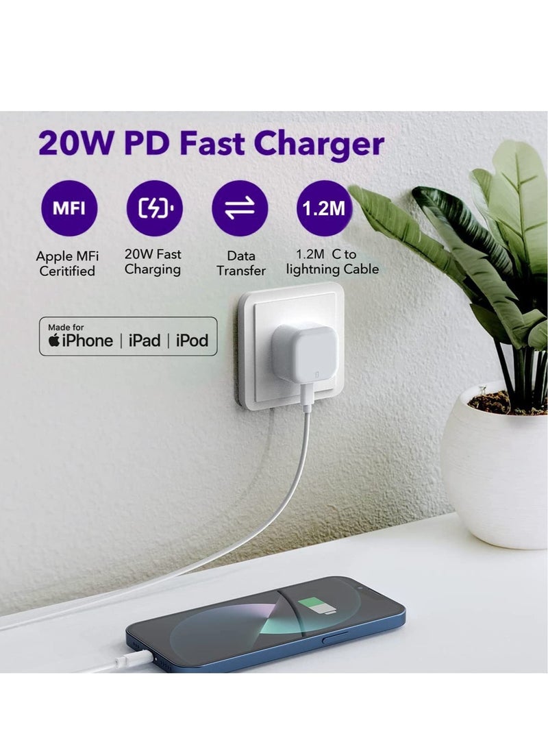 ELTRAZONE - iPhone 20W USB C Fast Charger, iPhone Fast Charger Plug fast Charger Power and 1M iPhone USB C Charger Cable Compatible with i-Phone 13 12 11 Pro Max Mini X XR Xs/i-Pad, iPhone USB C Fast Charger - Image 1