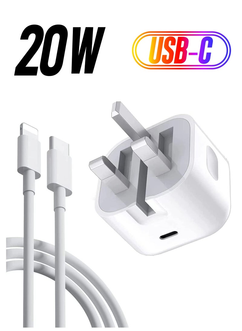 ELTRAZONE - iPhone 20W USB C Fast Charger, iPhone Fast Charger Plug fast Charger Power and 1M iPhone USB C Charger Cable Compatible with i-Phone 13 12 11 Pro Max Mini X XR Xs/i-Pad, iPhone USB C Fast Charger - Image 1