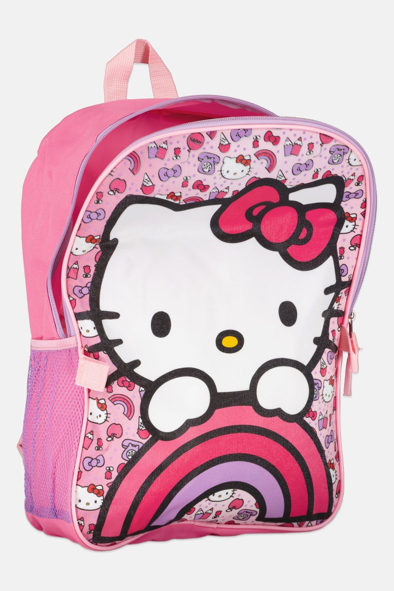 Hello Kitty حقيبة ظهر مطبوعة للأطفال الفتيات 2 قطعة مع حقيبة غداء، متعددة الألوان - Image 3