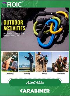 GROIC 10 Pack Heavy Duty Lightweight Locking Carabiner Clips,  Aluminum D Ring Key Rings Hiking Clips, D Ring for Camping Hiking Outdoor Traveling Backpacking Gym etc, NOT for Climbing  - Image 4