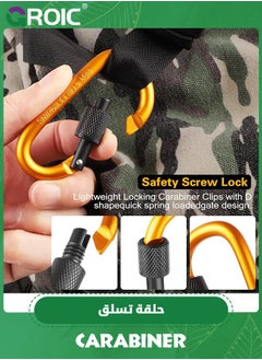 GROIC 10 Pack Heavy Duty Lightweight Locking Carabiner Clips,  Aluminum D Ring Key Rings Hiking Clips, D Ring for Camping Hiking Outdoor Traveling Backpacking Gym etc, NOT for Climbing  - Image 5