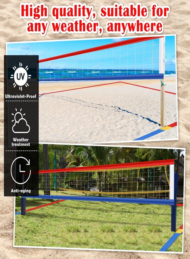 VioraWhite 13 Pcs Beach Volleyball Net & Volleyball Lines for Sand Set 26. 3' x 52. 6' Official Standard Portable 2 Inch Boundary Line with Stainless Anchor Net Bag Weather Resistance for Backyard Lawn Outdoor - Image 5