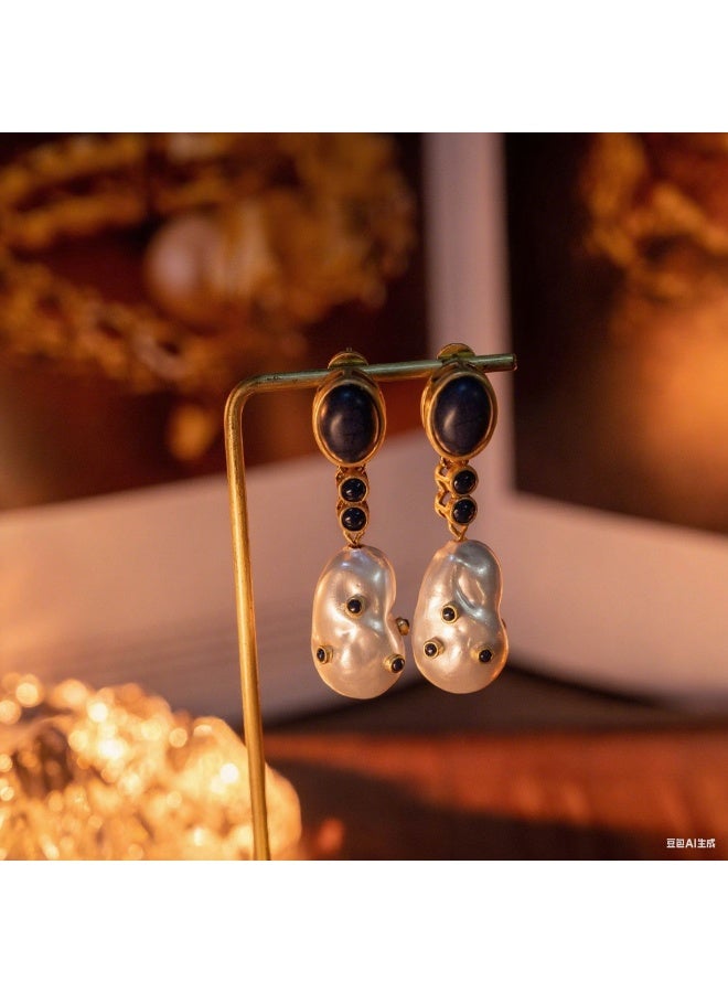 LumiArk Baroque Pearl Drop Earrings with Gold - Tone Accents - Image 5