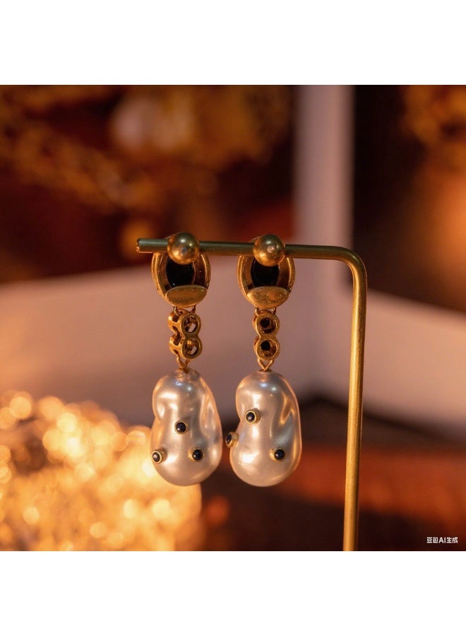 LumiArk Baroque Pearl Drop Earrings with Gold - Tone Accents - Image 4