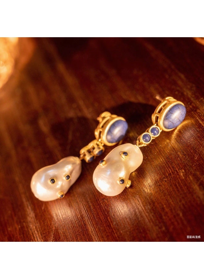 LumiArk Baroque Pearl Drop Earrings with Gold - Tone Accents - Image 3