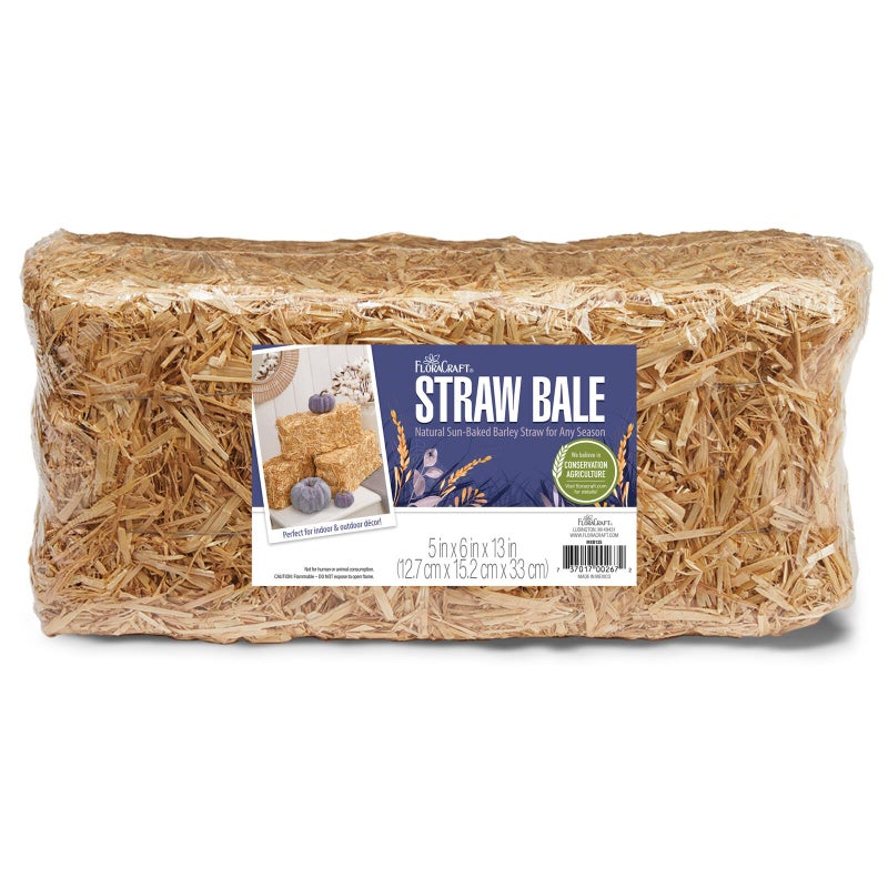 FloraCraft Decorative Straw Bale 5 Inch x 6 Inch x 13 Inch Natural - Image 1